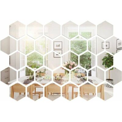 Scotch 36 Pièces Miroirs Hexagonaux En Acrylique,feuille De Miroir Flexible Auto-adhésif Diy Art Miroir Pour La Salon Chambre Salle De Bains Canapé Tv Réglage Décoration Murale Miroir Acryli - Publicité Scotch 36 Pièces Miroirs Hexagonaux En Acrylique,feuille De Miroir Flexible Auto-adhésif Diy Art Miroir Pour La Salon Chambre Salle De Bains Canapé Tv Réglage Décoration Murale Miroir Acryli - Publicité