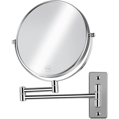 CONWHZC Miroir Grossissant Mural De 20,3 Cm, Miroir De Rasage Double Face 1x/10x Avec Bras Extensible, Pivotant À 360° Pour Coiffeuse Et Salle De Bain, Finition Chromée (sans Lumière) - Publicité CONWHZC Miroir Grossissant Mural De 20,3 Cm, Miroir De Rasage Double Face 1x/10x Avec Bras Extensible, Pivotant À 360° Pour Coiffeuse Et Salle De Bain, Finition Chromée (sans Lumière) - Publicité