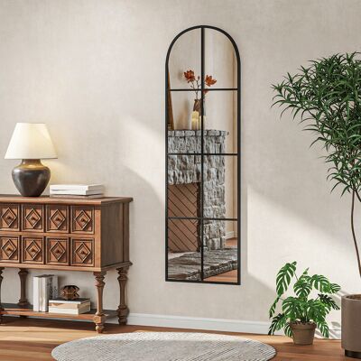 VIVACASA Grand Miroir Mural Pied 40x160 Cm Style Fenêtre Cintrée Cadre Métal Film Incassable Noir - Publicité VIVACASA Grand Miroir Mural Pied 40x160 Cm Style Fenêtre Cintrée Cadre Métal Film Incassable Noir - Publicité