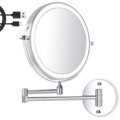 MOXIE 8 Pouces Led Miroir Maquillage Mural, Miroir Grossissant Lumineux, 1x/7x Grossissement 3 Couleurs De Lumière Réglables Charge Usb, 360° Pivotant Extensible, Pour Salles De Bain Et Famille - Publicité MOXIE 8 Pouces Led Miroir Maquillage Mural, Miroir Grossissant Lumineux, 1x/7x Grossissement 3 Couleurs De Lumière Réglables Charge Usb, 360° Pivotant Extensible, Pour Salles De Bain Et Famille - Publicité