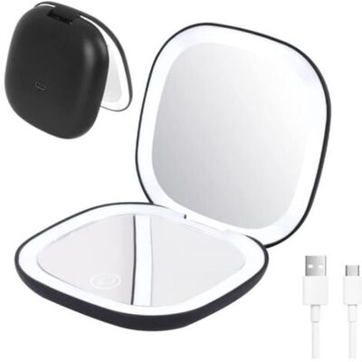 AIRFLAPS Miroir De Poche Led - Grossissant X10 - Rechargeable - Noir - Publicité AIRFLAPS Miroir De Poche Led - Grossissant X10 - Rechargeable - Noir - Publicité