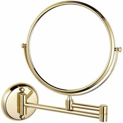 MIZUBATH Memkey – Miroir Grossissant Mural 20,3 Cm – Double Face Pivotant Extensible – Grossissement X5 – Pour Salle De Bain Et Rasage – Doré - Publicité MIZUBATH Memkey – Miroir Grossissant Mural 20,3 Cm – Double Face Pivotant Extensible – Grossissement X5 – Pour Salle De Bain Et Rasage – Doré - Publicité