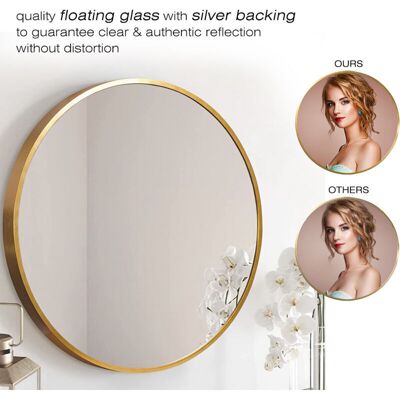 Scotch Miroir Mural, Ohjijinn Miroir Circulaire Pour Mur, Miroir Rond Mural De 60 Cm Avec Cadre En Aluminium Brossé Doré Pour Entrée, Salle De Bain, Salle De Bain, Salon, Chambre À Coucher - Publicité Scotch Miroir Mural, Ohjijinn Miroir Circulaire Pour Mur, Miroir Rond Mural De 60 Cm Avec Cadre En Aluminium Brossé Doré Pour Entrée, Salle De Bain, Salle De Bain, Salon, Chambre À Coucher - Publicité