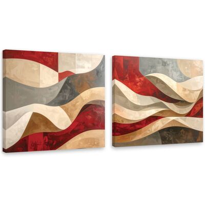 FEEBY Tableaux Sur Toile Lot Vagues Abstraites Beige Et Rouge 2 X 50x50 - Publicité FEEBY Tableaux Sur Toile Lot Vagues Abstraites Beige Et Rouge 2 X 50x50 - Publicité
