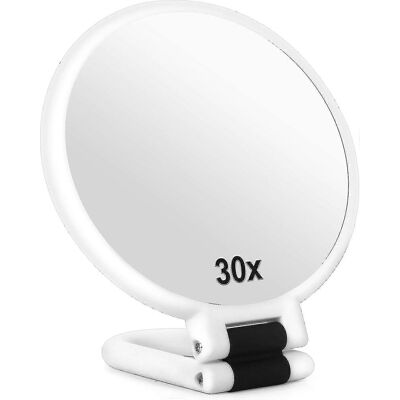 ECLEANFY Miroir Grossissant 30x, Miroir De Voyage Avec Poignée, Miroir Double Face Avec Grossissement 30x, Blanc - Publicité ECLEANFY Miroir Grossissant 30x, Miroir De Voyage Avec Poignée, Miroir Double Face Avec Grossissement 30x, Blanc - Publicité