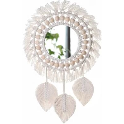 SIENTICE Miroir Mural En Macramé, Pompons Ronds, Décoration D'Intérieur, Miroir Rond Décoratif En Macramé Bohème - Publicité SIENTICE Miroir Mural En Macramé, Pompons Ronds, Décoration D'Intérieur, Miroir Rond Décoratif En Macramé Bohème - Publicité