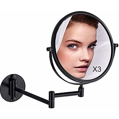 FOCTRO Miroir Maquillage Mural X3, Noir Miroirs De Maquillage Miroir Salle De Bain 20 Cm Miroir Mural Double, Pivotant Et Extensible À 360 ° - Publicité FOCTRO Miroir Maquillage Mural X3, Noir Miroirs De Maquillage Miroir Salle De Bain 20 Cm Miroir Mural Double, Pivotant Et Extensible À 360 ° - Publicité
