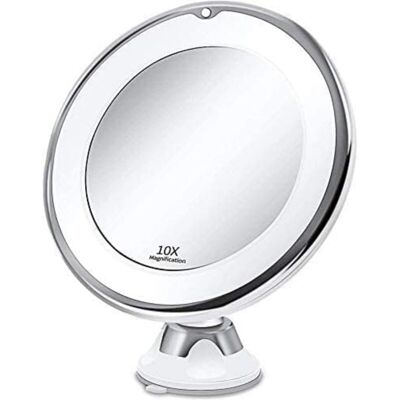 OEM Miroir Cosmétique Grossissant X10 Avec Éclairage Led, Pivotant 360°, Avec Ventouse, Alimenté Par 3 Piles Aaa, Blanc, Pour Maison Et Voyages-dou - Publicité OEM Miroir Cosmétique Grossissant X10 Avec Éclairage Led, Pivotant 360°, Avec Ventouse, Alimenté Par 3 Piles Aaa, Blanc, Pour Maison Et Voyages-dou - Publicité