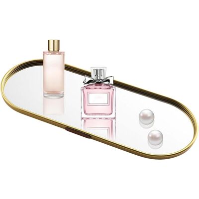 PUNNYB Miroir Doré Plateau De Toilette En Métal Pour Parfums - Publicité PUNNYB Miroir Doré Plateau De Toilette En Métal Pour Parfums - Publicité
