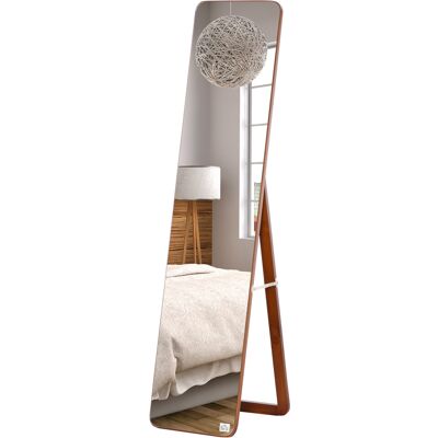 HEAT Miroir Sur Pied Et Mural Avec Cadre En Bois, Support Pliable À Charnières, 37 X 43 X 156 Cm, Noyer Clair - Publicité HEAT Miroir Sur Pied Et Mural Avec Cadre En Bois, Support Pliable À Charnières, 37 X 43 X 156 Cm, Noyer Clair - Publicité