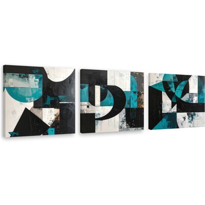 FEEBY Set De Tableaux Sur Toile Abstraction Géométrique Turquoise 3 X 50x50 - Publicité FEEBY Set De Tableaux Sur Toile Abstraction Géométrique Turquoise 3 X 50x50 - Publicité