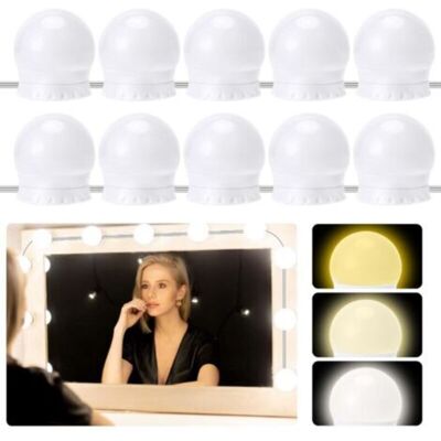 BRINSEA Éclairage Pour Miroir, Ensemble De 10 Ampoules Led À Intensité Variable De Type Hollywood, Éclairage Maquillage Réglable En 3 Couleurs, Éclairage De Coiffeuse, Convient Aux Miroirs De Maquillage Et De - Publicité BRINSEA Éclairage Pour Miroir, Ensemble De 10 Ampoules Led À Intensité Variable De Type Hollywood, Éclairage Maquillage Réglable En 3 Couleurs, Éclairage De Coiffeuse, Convient Aux Miroirs De Maquillage Et De - Publicité