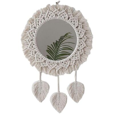 ZEVE Miroir Mural Suspendu À Franges, Miroir Décoratif Rond Pour Appartement - Publicité ZEVE Miroir Mural Suspendu À Franges, Miroir Décoratif Rond Pour Appartement - Publicité