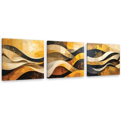 FEEBY Tableaux Sur Toile Lot Abstraction Jaune Et Noire : Vagues Et Lignes 3 X 50x50 - Publicité FEEBY Tableaux Sur Toile Lot Abstraction Jaune Et Noire : Vagues Et Lignes 3 X 50x50 - Publicité
