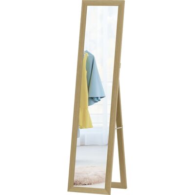 OEM Miroir Sur Pied 157 X 37 Cm, Cadre Mdf Chêne, Inclinable Ou Mural - Publicité OEM Miroir Sur Pied 157 X 37 Cm, Cadre Mdf Chêne, Inclinable Ou Mural - Publicité