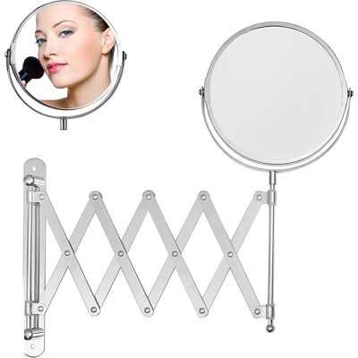 ALVIOR Miroir De Rasage Mural - Bras Télescopique En Acier Inoxydable Chromé - Rotation 360° - Grossissement 1x Et 3x - Pour Salle De Bain Chambre - 1 Pièce - Publicité ALVIOR Miroir De Rasage Mural - Bras Télescopique En Acier Inoxydable Chromé - Rotation 360° - Grossissement 1x Et 3x - Pour Salle De Bain Chambre - 1 Pièce - Publicité