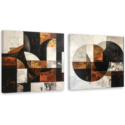 FEEBY Set De Tableaux Sur Toile Abstraction Marron De Style Géométrique 2 X 50x50 - Publicité FEEBY Set De Tableaux Sur Toile Abstraction Marron De Style Géométrique 2 X 50x50 - Publicité
