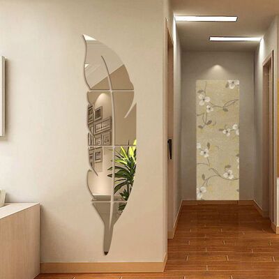 Scotch Aiperq Miroir Acrylique 3d - Décoration Murale - En Forme De Plume - Décoration Murale Autocollante ,7318cm, Argentée - Publicité Scotch Aiperq Miroir Acrylique 3d - Décoration Murale - En Forme De Plume - Décoration Murale Autocollante ,7318cm, Argentée - Publicité