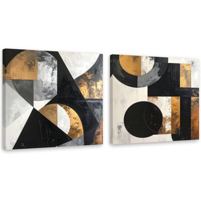 FEEBY Set De Tableaux Sur Toile Abstraction Dorée 2 X 50x50 - Publicité FEEBY Set De Tableaux Sur Toile Abstraction Dorée 2 X 50x50 - Publicité