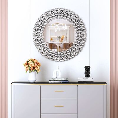 ARRIGONI Miroir Mural Rond Décoratif En Cristal 34" - Publicité ARRIGONI Miroir Mural Rond Décoratif En Cristal 34" - Publicité