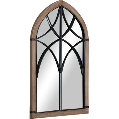 HEAT Miroir Mural Arqué Avec Détails Modernes Et Crochets, Bois Et Verre, 60 X 93 Cm, Marron Et Noir - Publicité HEAT Miroir Mural Arqué Avec Détails Modernes Et Crochets, Bois Et Verre, 60 X 93 Cm, Marron Et Noir - Publicité