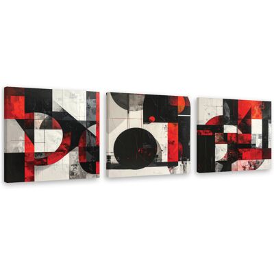 FEEBY Set De Tableaux Sur Toile Abstraction Rouge Et Noire : Cercles Et Figures 3 X 50x50 - Publicité FEEBY Set De Tableaux Sur Toile Abstraction Rouge Et Noire : Cercles Et Figures 3 X 50x50 - Publicité