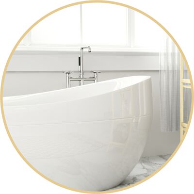 OEM Miroir Rond Miroir Salle De Bain Cadre En Métal Facile À Installer, Pour Chambre, Salon, Entrée, Ø 70 X 2,5 Cm Or - Publicité OEM Miroir Rond Miroir Salle De Bain Cadre En Métal Facile À Installer, Pour Chambre, Salon, Entrée, Ø 70 X 2,5 Cm Or - Publicité