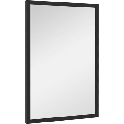 HEAT Miroir Mural Rectangulaire 60 X 40 Cm, Cadre En Bois Noir, Idéal Pour La Salle De Bain, Le Salon Ou La Chambre. Publicité HEAT Miroir Mural Rectangulaire 60 X 40 Cm, Cadre En Bois Noir, Idéal Pour La Salle De Bain, Le Salon Ou La Chambre. Publicité