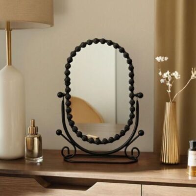Vision Miroir De Bureau Ovale Sur Pied Avec Cadre En Métal Pour Salle De Bain Ou Chambre À Coucher (noir) - Publicité Vision Miroir De Bureau Ovale Sur Pied Avec Cadre En Métal Pour Salle De Bain Ou Chambre À Coucher (noir) - Publicité