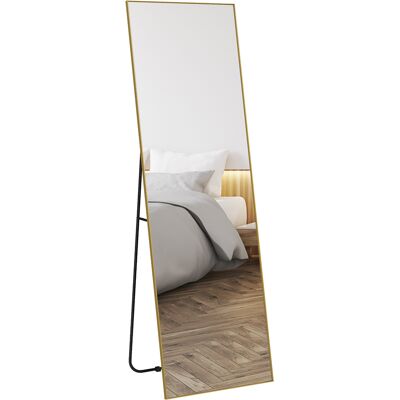 OEM Grand Miroir Pleine Longueur Rectangulaire, 50 X 160 Cm, Miroir Sur Pied, Mural Ou Pocé Contre Mur, Doré - Publicité OEM Grand Miroir Pleine Longueur Rectangulaire, 50 X 160 Cm, Miroir Sur Pied, Mural Ou Pocé Contre Mur, Doré - Publicité