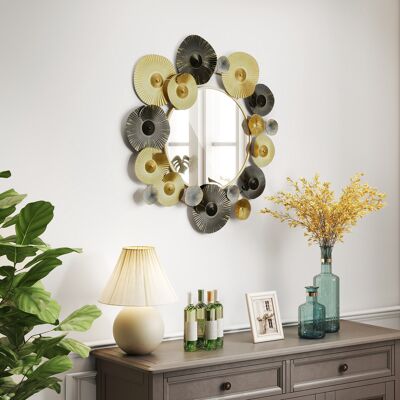 ACIRIHO Décoration Murale En Métal Avec Miroir Décoratif Pour Salon Chambre Couloir 84x84 Cm Or Et Noir - Publicité ACIRIHO Décoration Murale En Métal Avec Miroir Décoratif Pour Salon Chambre Couloir 84x84 Cm Or Et Noir - Publicité