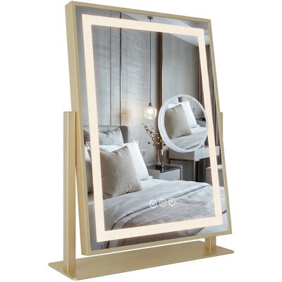Miroir Rea Lumi 30x40 Led Gold - Publicité Miroir Rea Lumi 30x40 Led Gold - Publicité