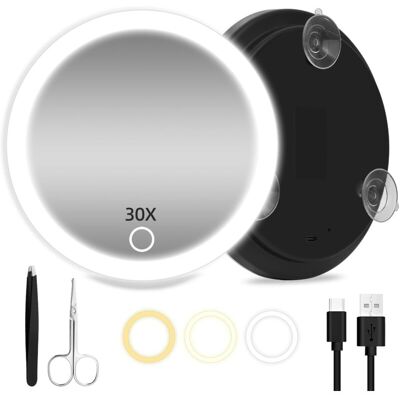 ENLENK Miroir Grossissant 30x Lumineux, Miroir De Voyage Portable 15 Cm Grossir - Publicité ENLENK Miroir Grossissant 30x Lumineux, Miroir De Voyage Portable 15 Cm Grossir - Publicité