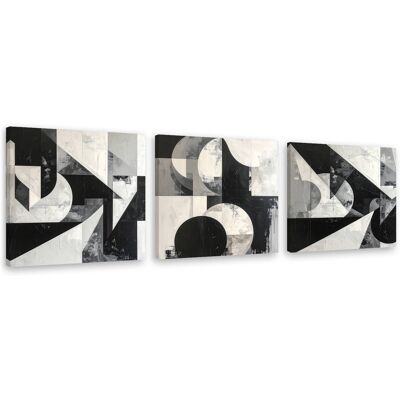 FEEBY Tableaux Sur Toile Lot Abstraction Noir Et Blanc : Cercles Et Figures 3 X 50x50 - Publicité FEEBY Tableaux Sur Toile Lot Abstraction Noir Et Blanc : Cercles Et Figures 3 X 50x50 - Publicité
