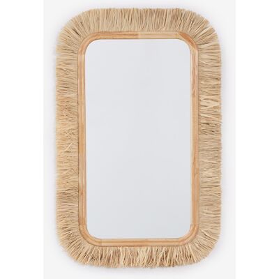 Miroir Mural Rectangulaire 65x105 Cm En Bois De Chêne Et Raphia Melenis Sklum Naturel - Publicité Miroir Mural Rectangulaire 65x105 Cm En Bois De Chêne Et Raphia Melenis Sklum Naturel - Publicité