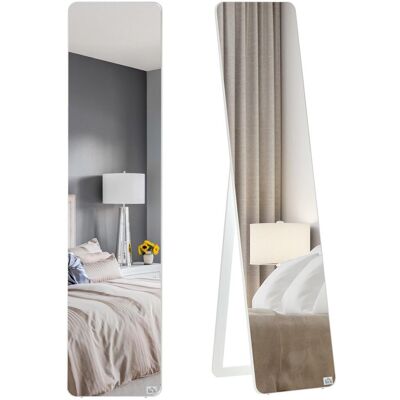 OEM Miroir Sur Pied Pleine Longueur Avec Cadre Pliable, Miroir De Coiffeuse, Autoportant Ou Mural, Robuste, Pour Salon Ou Dressing, En Mdf De Pin, Blanc, 37 X 43 X 156 Cm - Publicité OEM Miroir Sur Pied Pleine Longueur Avec Cadre Pliable, Miroir De Coiffeuse, Autoportant Ou Mural, Robuste, Pour Salon Ou Dressing, En Mdf De Pin, Blanc, 37 X 43 X 156 Cm - Publicité