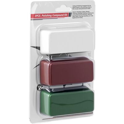 SANS MARQUE ® 3x 112g Pâte À Polir Pour Finition Miroir, Inclus Marron (grossier), Blanc (moyen) Et Vert (fin) - Publicité SANS MARQUE ® 3x 112g Pâte À Polir Pour Finition Miroir, Inclus Marron (grossier), Blanc (moyen) Et Vert (fin) - Publicité
