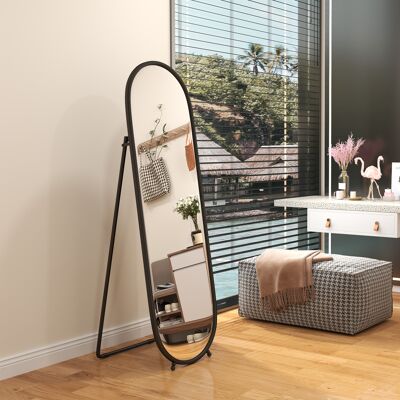 SANMINE HABITAT Grand Miroir Sur Pied. Miroir Ovale. Cadre En Métal Noir. Avec Support Pour Entrée. Chambre. Dressing. 40 X 160 Cm - Publicité SANMINE HABITAT Grand Miroir Sur Pied. Miroir Ovale. Cadre En Métal Noir. Avec Support Pour Entrée. Chambre. Dressing. 40 X 160 Cm - Publicité