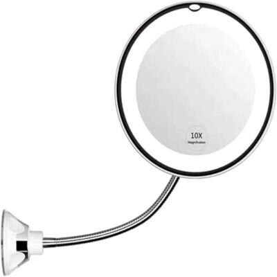 Scotch Miroir De Maquillage Avec Lumière Led, Miroir Grossissant 10x Avec 14 Led, Col De Cygne 360° Et Ventouse, Miroir Cosmétique Pliable Flexible Pour Voyage Et Salle De Bain, Blanc/argent - Publicité Scotch Miroir De Maquillage Avec Lumière Led, Miroir Grossissant 10x Avec 14 Led, Col De Cygne 360° Et Ventouse, Miroir Cosmétique Pliable Flexible Pour Voyage Et Salle De Bain, Blanc/argent - Publicité