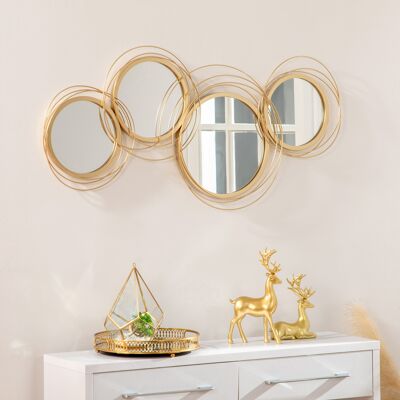 MIDUODUO Ensemble De Miroirs Pour La Décoration Murale - 107 X 4 X 56 Cm Manbo - Décoration Murale Avec 4 Miroirs Ronds - Miroir De Couloir - Publicité MIDUODUO Ensemble De Miroirs Pour La Décoration Murale - 107 X 4 X 56 Cm Manbo - Décoration Murale Avec 4 Miroirs Ronds - Miroir De Couloir - Publicité