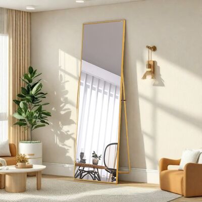 HNOUER Miroir Doré 140x40 Cm,miroir Pleine Longueur A Poser Sur Pied Ou Mural, Cadre En Aluminium,pour Salle De Bain, Chambre, Entrée - Publicité HNOUER Miroir Doré 140x40 Cm,miroir Pleine Longueur A Poser Sur Pied Ou Mural, Cadre En Aluminium,pour Salle De Bain, Chambre, Entrée - Publicité