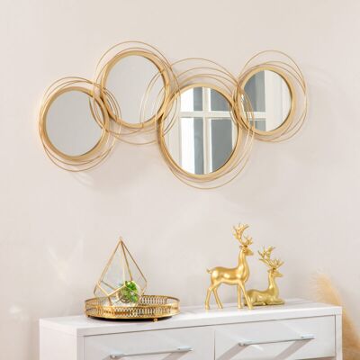 PELTOR Ensemble De 4 Miroirs Ronds Pour Décoration Murale, Métal , Chambre Et Couloir, Œuvre D'Art Moderne ,doré - Publicité PELTOR Ensemble De 4 Miroirs Ronds Pour Décoration Murale, Métal , Chambre Et Couloir, Œuvre D'Art Moderne ,doré - Publicité