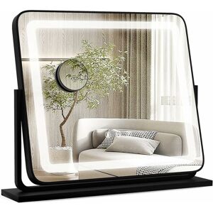 Costway - Miroir Maquillage Lumineux Rotatif à 360°, Miroir Grossissant