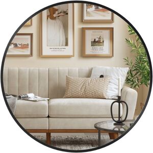 Songmics - Miroir Rond, Miroir Mural, Diamètre 50 cm, Cadre