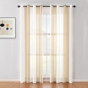 SINBINTA Lot De 2 Rideaux Rayés Transparent Avec Œillets, Voile Rideaux Salon Moderne Rideaux Chambre À Coucher Semi-transparent Rayures Rideau - Beige 140 X 260cm - Publicité SINBINTA Lot De 2 Rideaux Rayés Transparent Avec Œillets, Voile Rideaux Salon Moderne Rideaux Chambre À Coucher Semi-transparent Rayures Rideau - Beige 140 X 260cm - Publicité