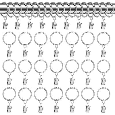 Vision Anneaux Pour Rideaux,30 Pcs Anneau Rideau Avec Pinces,32mm Clips De Rideau Anneaux,argent Crochet Rideau,anneaux Pour Tringle À Rideaux,métal Drapé Clip Crochets,crochet Rideau Pour La Bain,balcon - Publicité Vision Anneaux Pour Rideaux,30 Pcs Anneau Rideau Avec Pinces,32mm Clips De Rideau Anneaux,argent Crochet Rideau,anneaux Pour Tringle À Rideaux,métal Drapé Clip Crochets,crochet Rideau Pour La Bain,balcon - Publicité