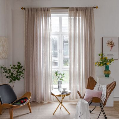 Melissa Rideaux De Ferme En Lin À Franges Brodées - Pour Chambre À Coucher - Avec Poches Pour Tringle - Publicité Melissa Rideaux De Ferme En Lin À Franges Brodées - Pour Chambre À Coucher - Avec Poches Pour Tringle - Publicité
