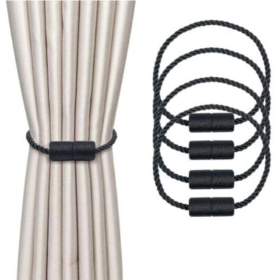 ABYSSE 4 Pièces Magnétiques Embrasses De Rideaux Noir Tressées Boucle De Rideau Aimanté Attache Rideau Corde De Rideau De46 Cm - Accessoires De Rideaux Pour La Décoration De La Maison - Publicité ABYSSE 4 Pièces Magnétiques Embrasses De Rideaux Noir Tressées Boucle De Rideau Aimanté Attache Rideau Corde De Rideau De46 Cm - Accessoires De Rideaux Pour La Décoration De La Maison - Publicité