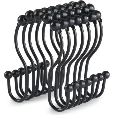 Vision Lot De 12 Crochets De Rideau De Douche Noirs, Anneaux De Rideau De Douche Antirouille, Doubles Anneaux Coulissants Et Antichute Pour Rideau (noir) - Publicité Vision Lot De 12 Crochets De Rideau De Douche Noirs, Anneaux De Rideau De Douche Antirouille, Doubles Anneaux Coulissants Et Antichute Pour Rideau (noir) - Publicité