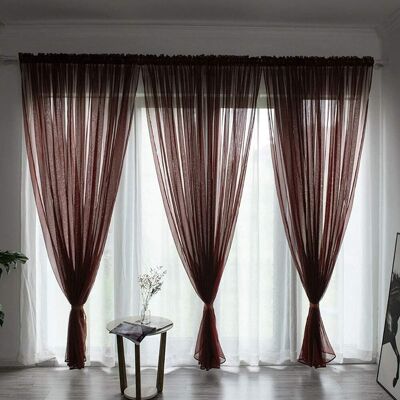 GRASSLIN 1 Panneau Rideau Voile Polyester Passe-tringle 100x200cm Café Foncé Salon Chambre - Publicité GRASSLIN 1 Panneau Rideau Voile Polyester Passe-tringle 100x200cm Café Foncé Salon Chambre - Publicité